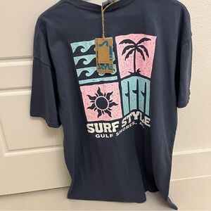 NWT Surf‎ Style Women’s Navy Tee with Pastel Graphics Gulf Shores Al Size XL